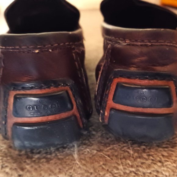 Pair Men\'s Brown Shoes Gucci Bit Loafers Size 10 main image 5